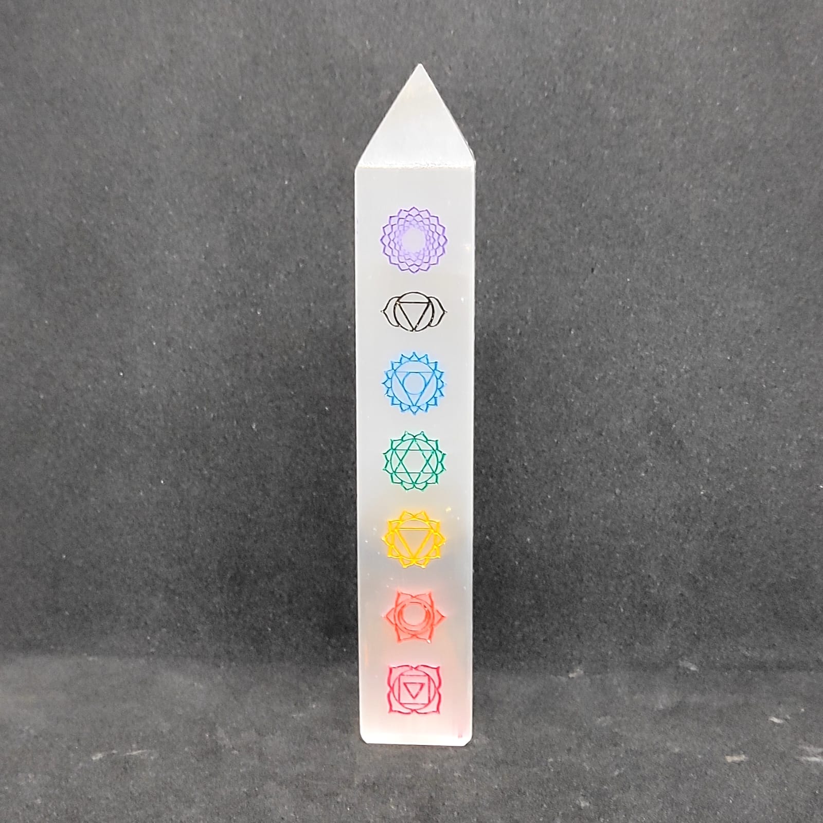 Selenite Tower With Chakra Engraved